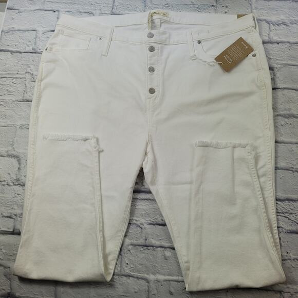 NWT Madewell 10" Hi-Rise Skinny Jeans White Button Fly Frayed Step Hem size 24 - Picture 6 of 16